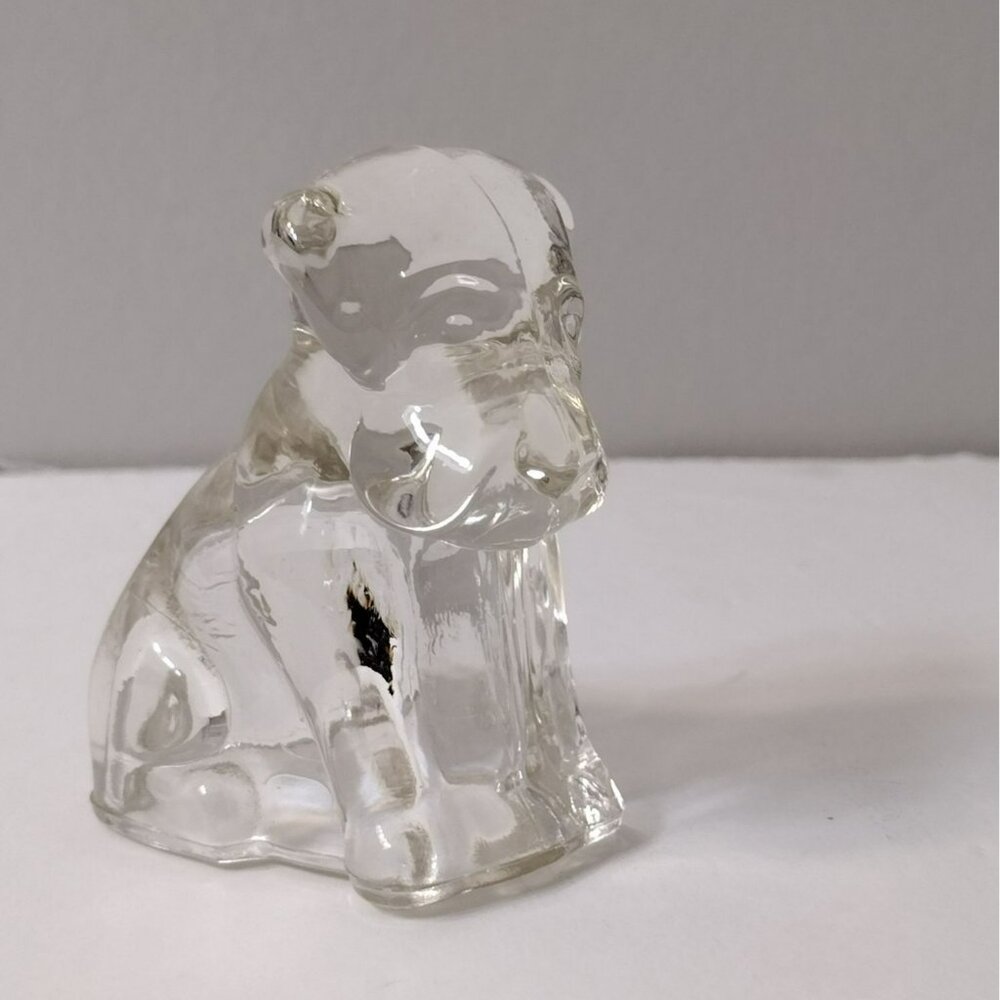 Vintage Federal Glass Mopey Dog Candy Container 1940s Scottie Pup Figurine 3"